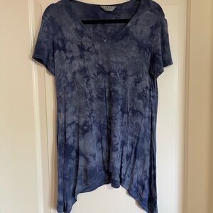 Tryst Navy Tie-Dye Short Sleeve Top